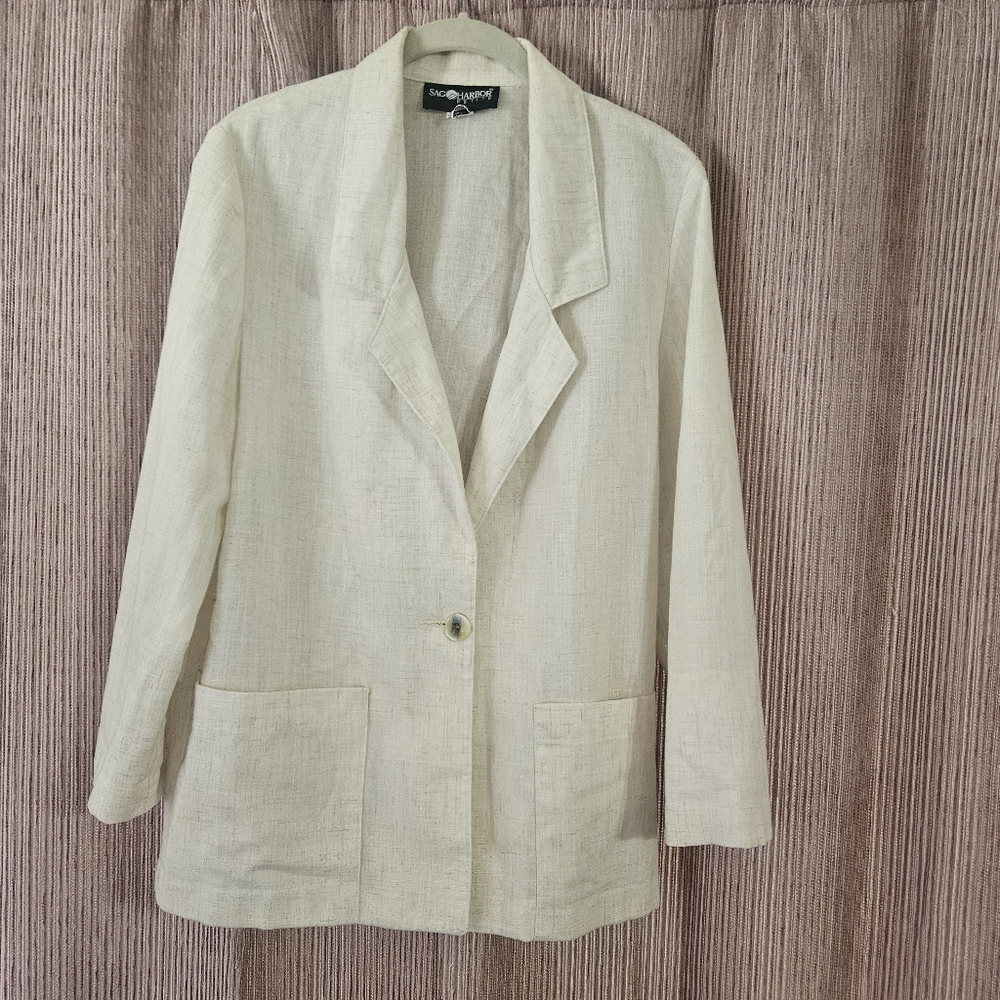 Sag Harbor Petite Size 8 Linen Blazer